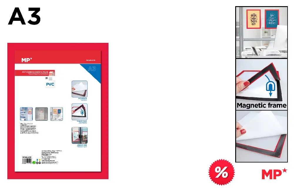 CADRE D AFFICHAGE MAGNÉTIQUE A3 ROUGE