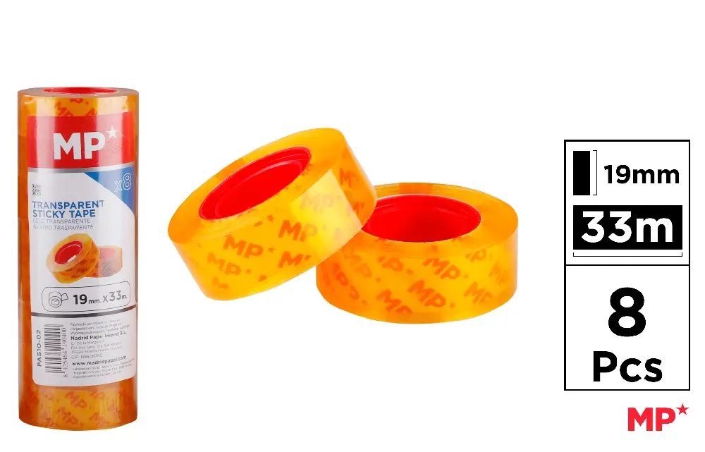 RUBAN ADHÉSIF TRANSPARENT 19 mm x 33 m 8