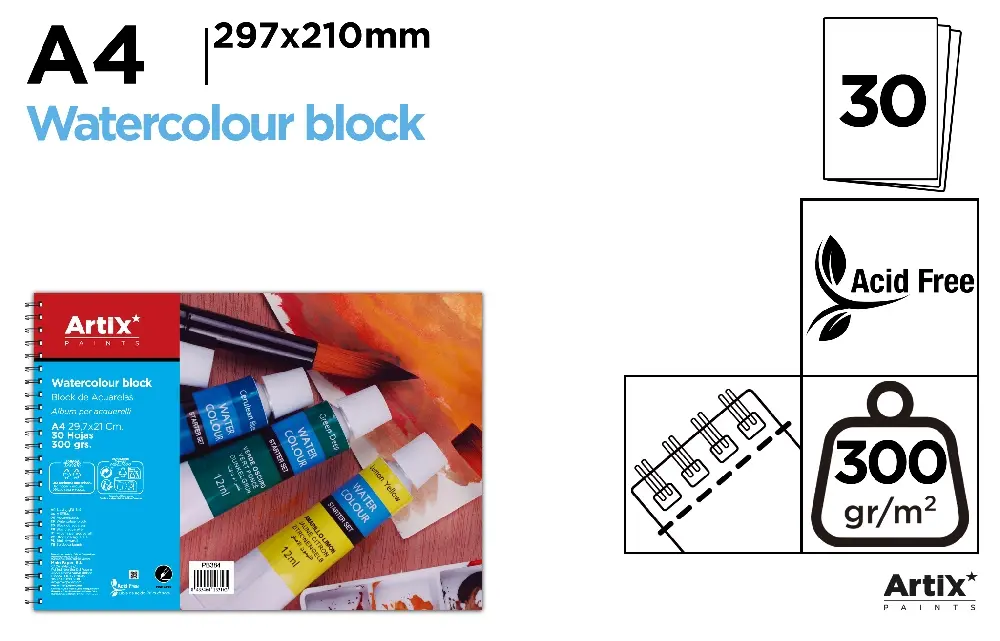 BLOC AQUARELLE A4 30 FEUILLES