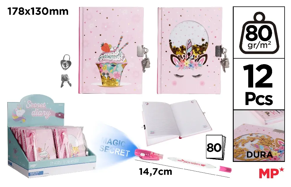 CAHIER AVEC CADENAS AVEC STYLO À ENCRE