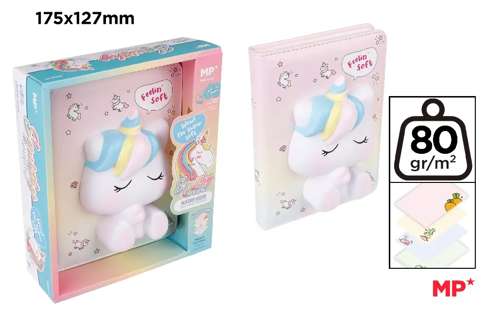 CAHIER AVEC SQUISHY LICORNE