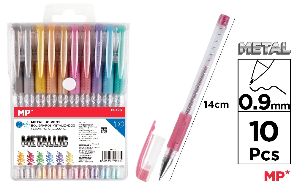STYLOS MÉTALLIQUES 10 COULEURS.
