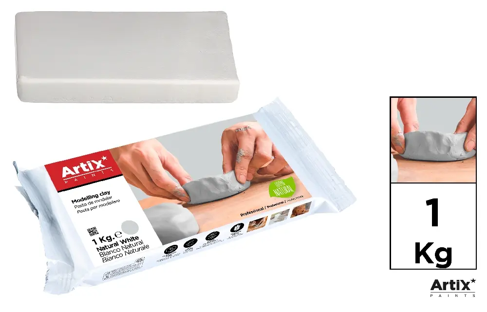 ARGILE NATURELLE DURCISSANTE 1 kg BLANC.