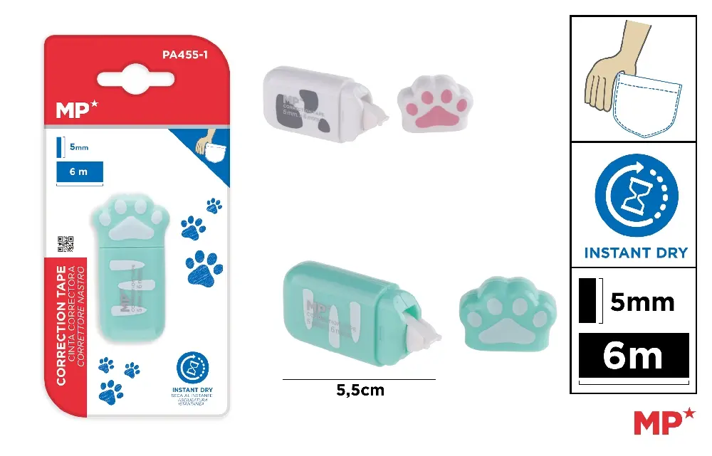 RUBAN CORRECTEUR COULEUR 5 mm x 6 m.