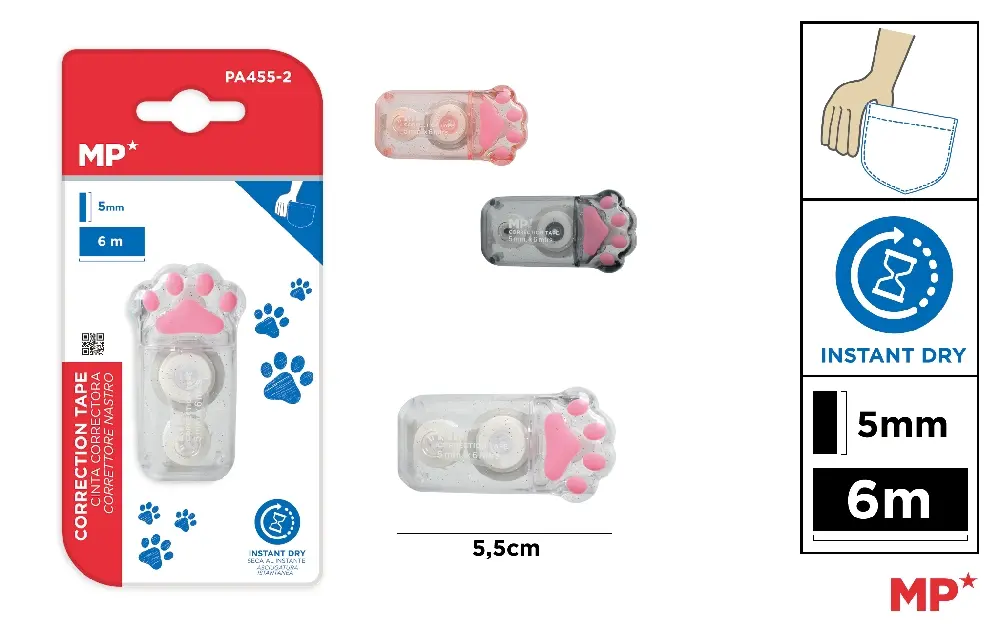 RUBAN CORRECTEUR TRANSPARENT 5 mm x 6 m.