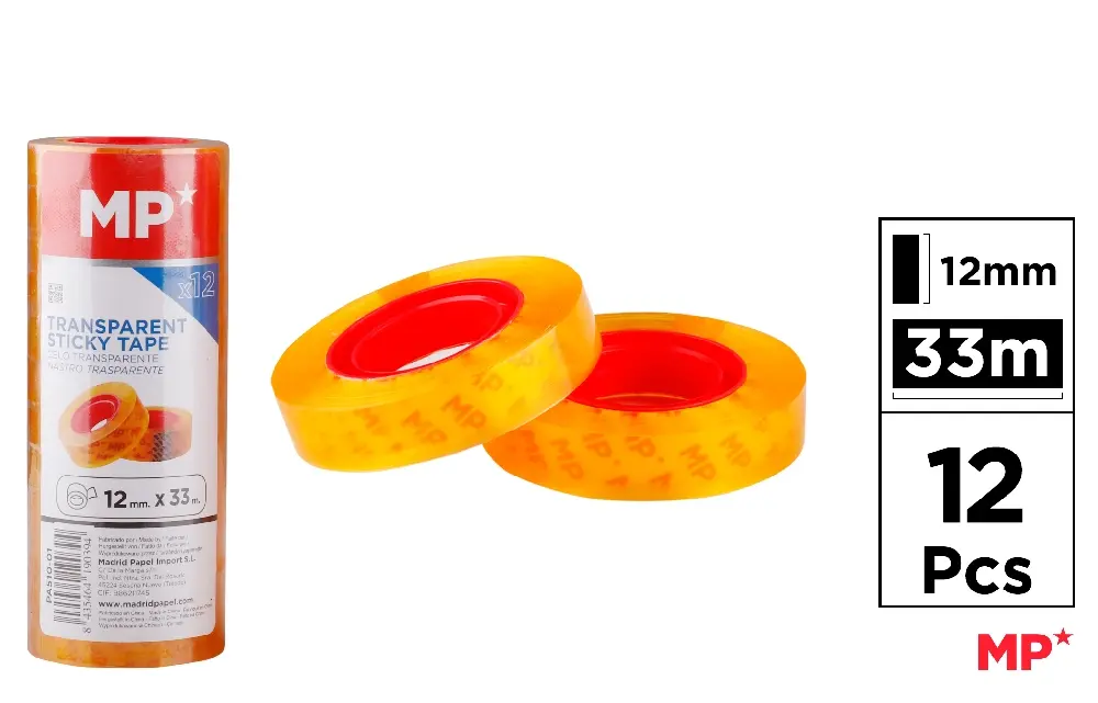 RUBAN ADHÉSIF TRANSPARENT 12 mm x 33 m 1