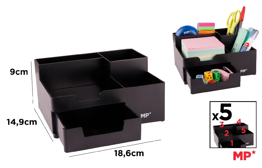 ORGANISATEUR DE BUREAU NOIR.