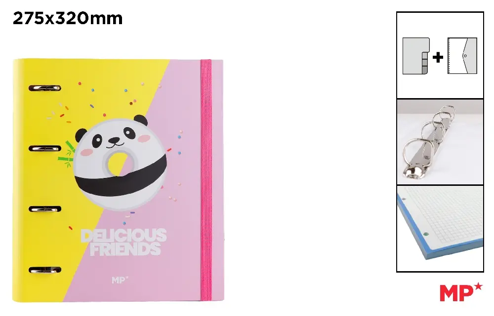 CLASSEUR À 4 ANNEAUX Fº AVEC RECHARGE