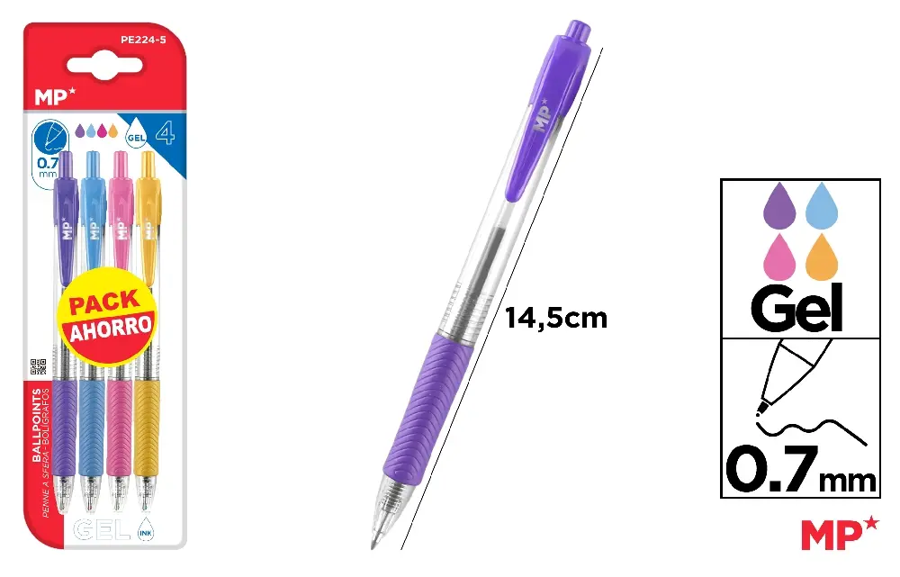 STYLO GEL PACK ÉCONOMIQUE 4 Unités