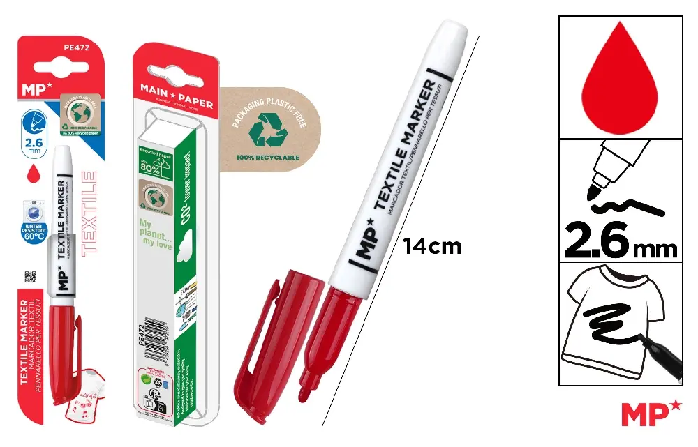 MARQUEUR TEXTILE ROUGE.