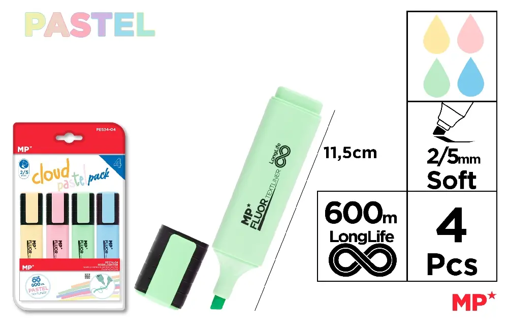 SURLIGNEUR TEXTLINER CLOUD PACK 4 Unités