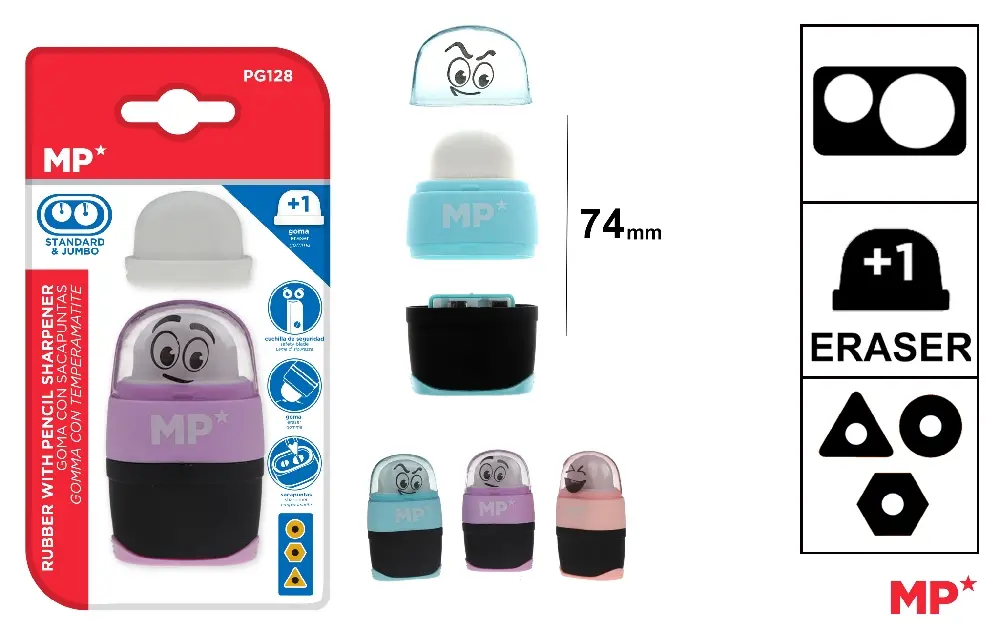 GOMME AVEC TAILLE-CRAYON ET RECHANGE.