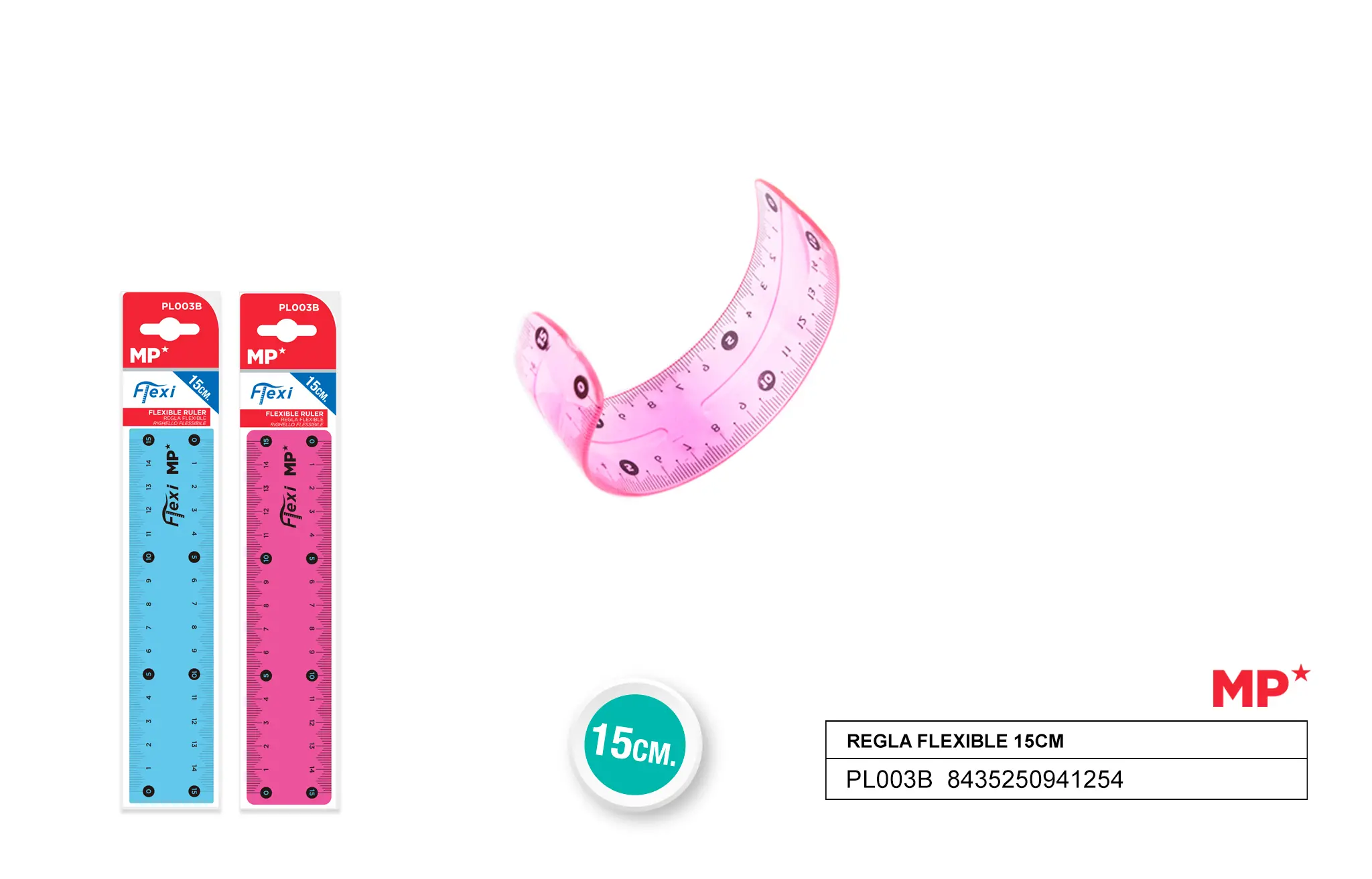 RÈGLE FLEXIBLE EN PLASTIQUE 15 cm.