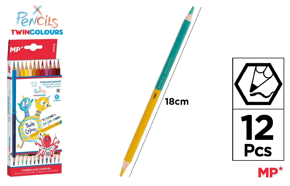 CRAYONS BICOLORE 12 Unités.