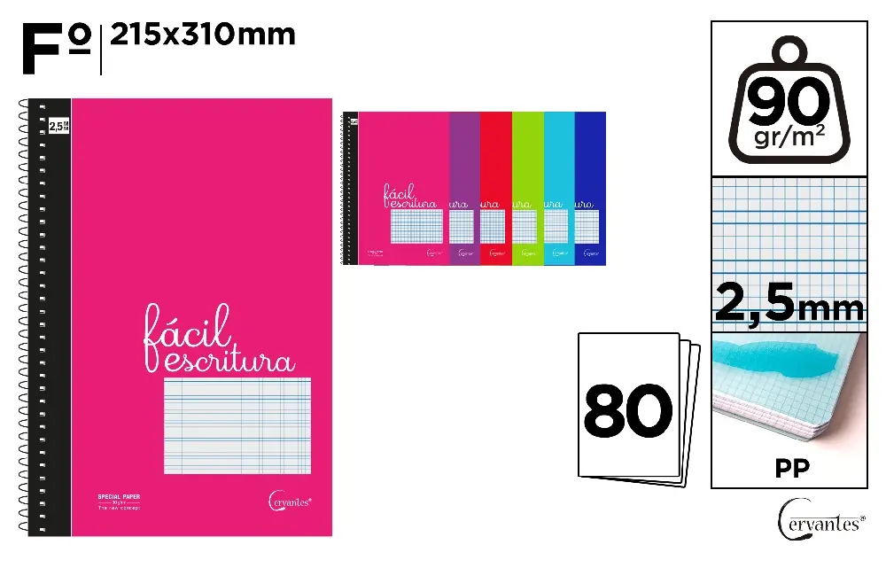 CARNET GUIDE PP Fº 80 FEUILLES 2,5MM 90G