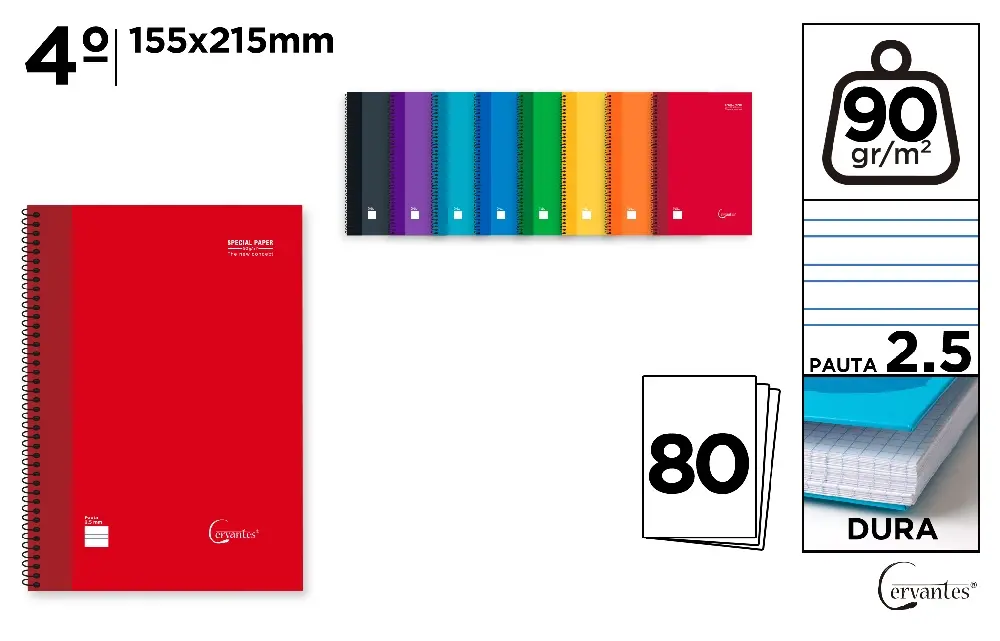 CAHIER À SPIRALE 4º 80 FEUILLES 90 g GUI