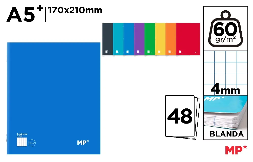 CAHIER AGRAFÉ 4º 48 FEUILLES 60 g/m² QUA