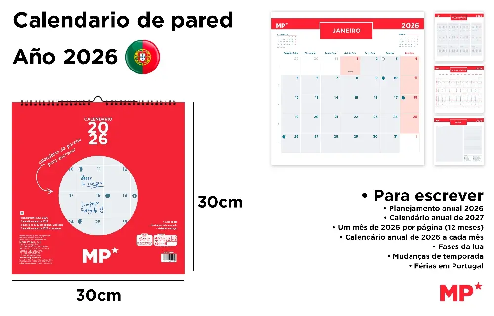 CALENDRIER MURAL 30 x 30 cm 2026.