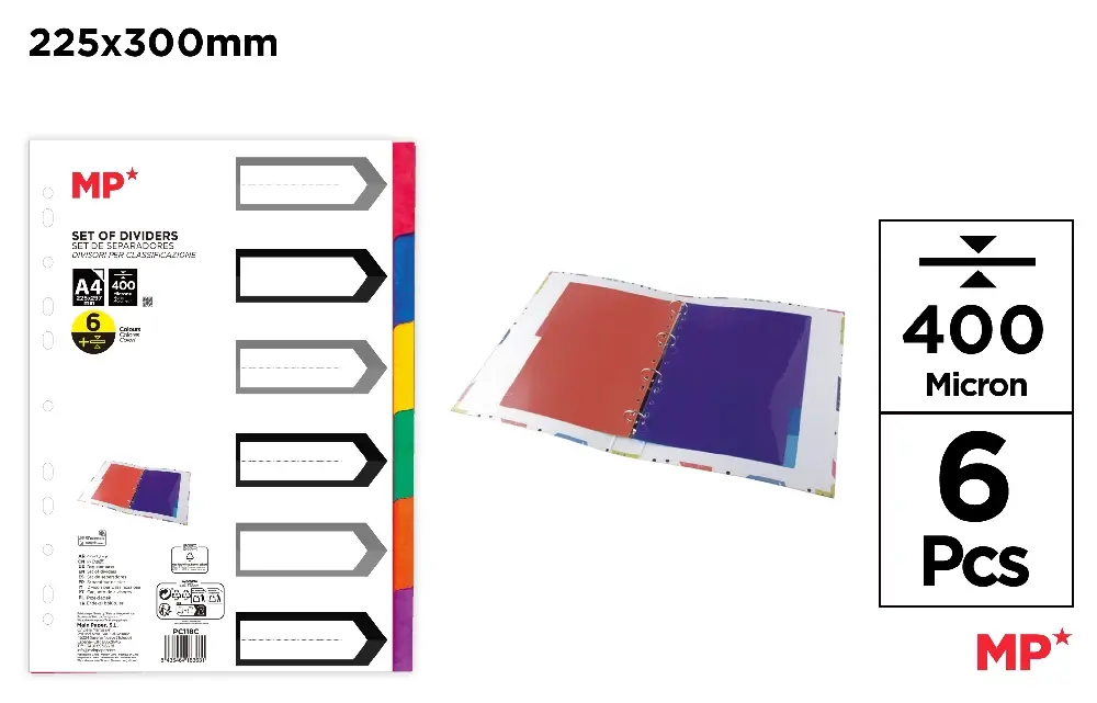 INTERCALAIRES 6 COULEURS A4