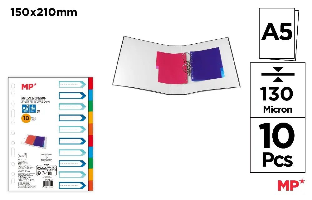 INTERCALAIRES 10 COULEURS A5