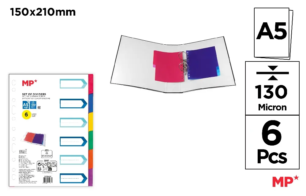 INTERCALAIRES 6 COULEURS A5