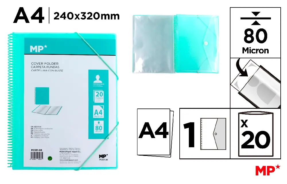 PORTE-VUE À SPIRALE AVEC ÉLASTIQUE 20 PO