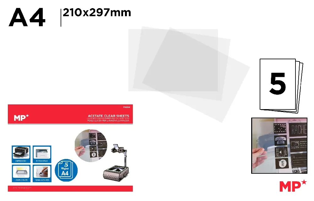 FEUILLES D ACÉTATE TRANSPARENT 5 FEUILLE