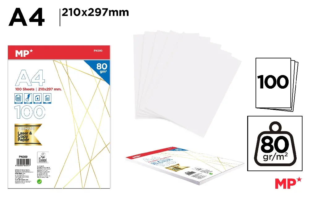 PAPIER A4 100 FEUILLES 80 g.