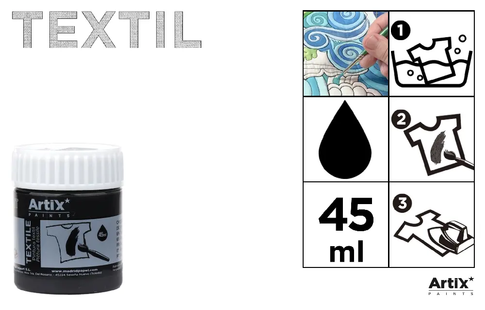 PEINTURE TEXTILE NOIR 45 ml
