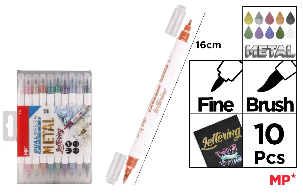 FEUTRES POINTE PINCEAU MÉTALLISÉS DOUBLE