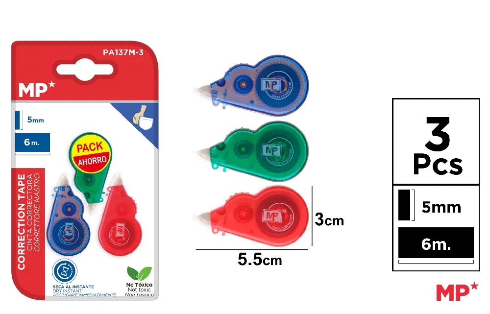 RUBAN CORRECTEUR 5 mm x 6 m PACK ÉCONOMI