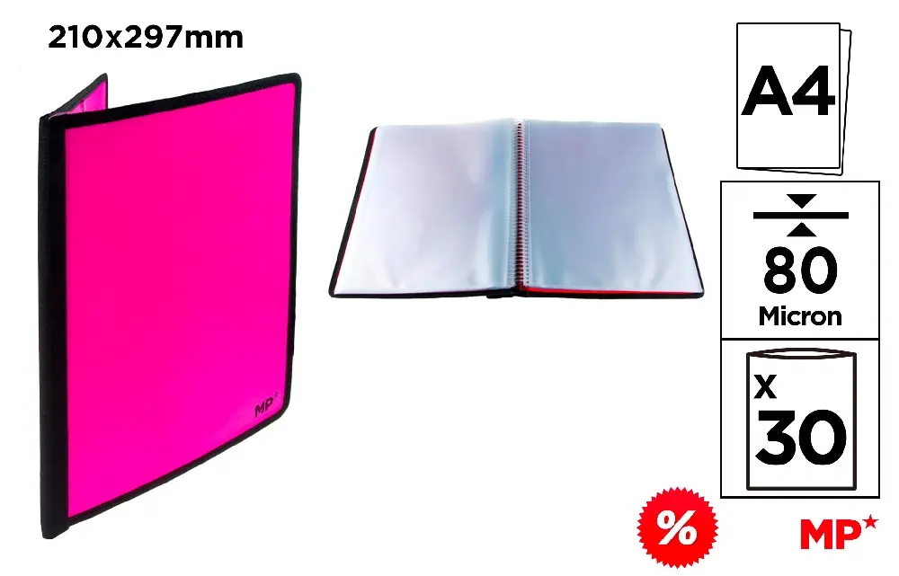 CLASSEUR À 30 POCHES AVEC ÉLASTIQUES.