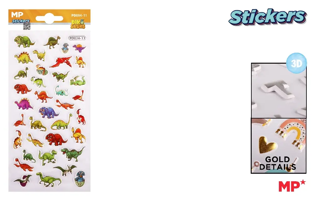 AUTOCOLLANTS EN RELIEF STICKERS DINOSAUR