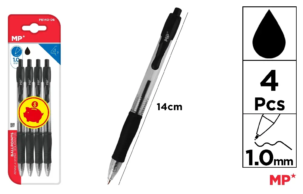 STYLOS POINTE 1,0 mm 4 Unités.