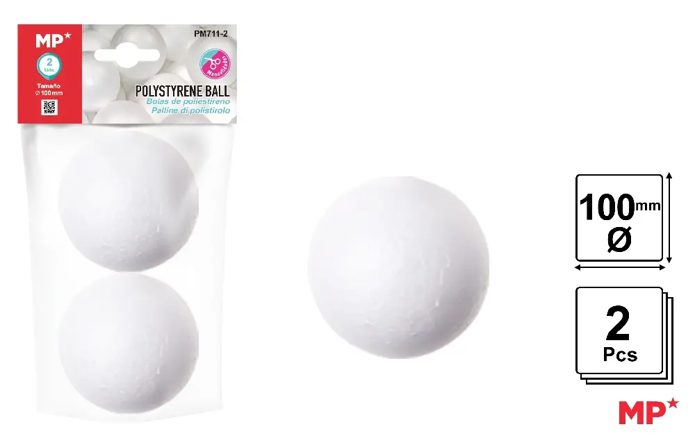 BOULE EN POLYSTYRÈNE 100 mm 2 Unités.