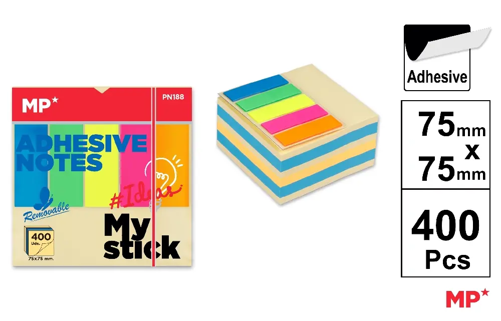 BLOC DE NOTES ADHÉSIFS 75 x 75 mm 400 FE