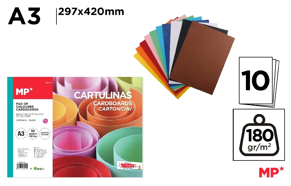 BLOC DE PAPIER EN CARTON COULEUR 10 Unit