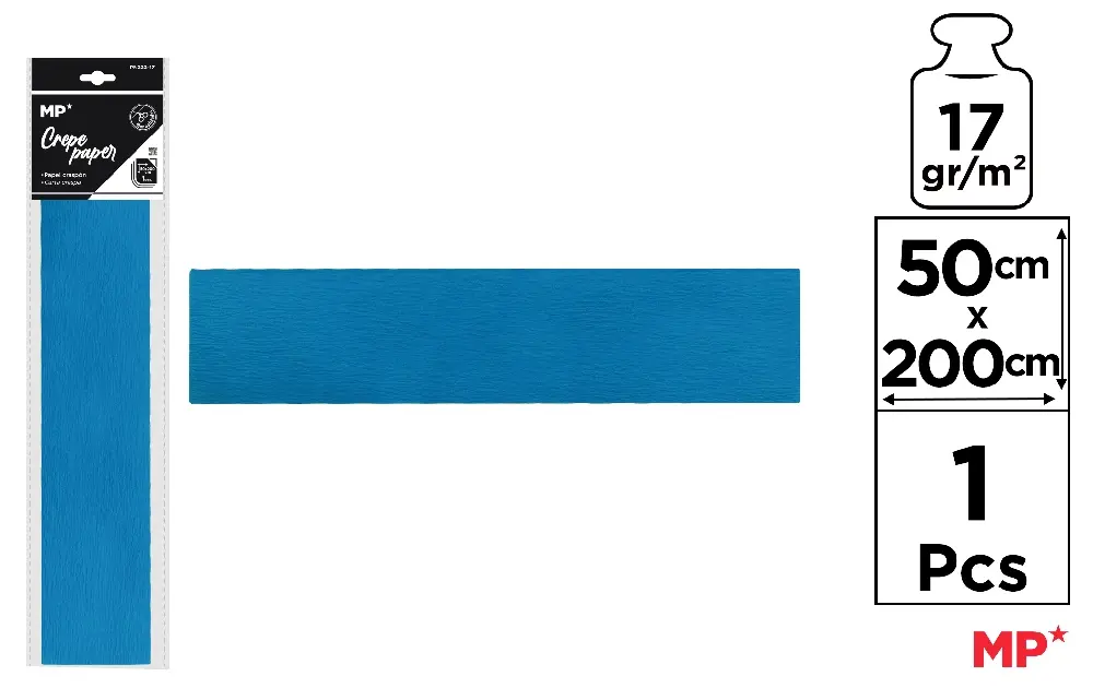 PAPIER CRÉPON 50 x 200 cm BLEU FONCÉ.