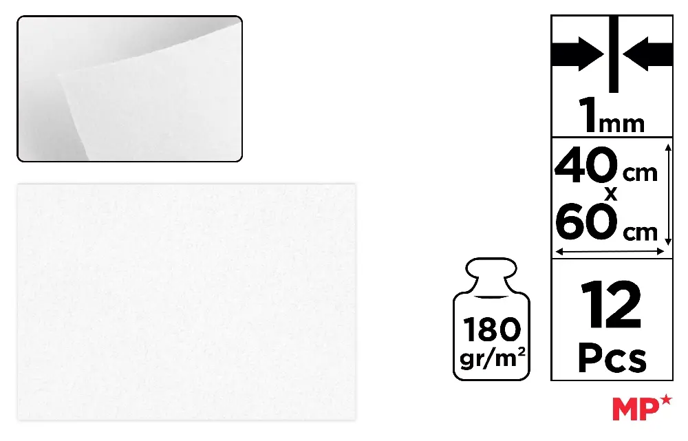 FEUTRINE 40 x 60 cm COULEUR BLANCHE