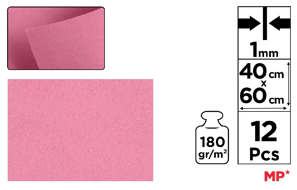 FEUTRINE 40 x 60 cm COULEUR ROSE
