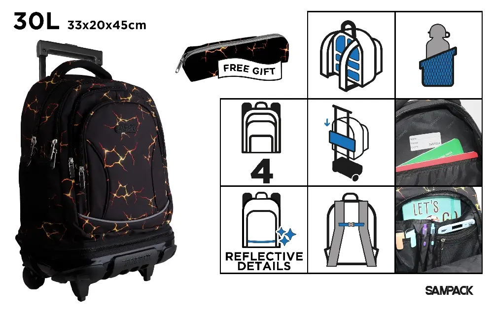 SAC À DOS SCOLAIRE AVEC CHARIOT ET ROUES