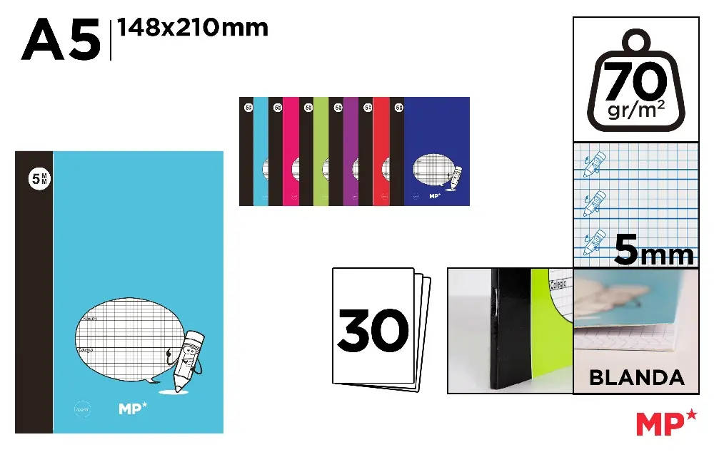 CAHIER AGRAFÉ 4º 30 FEUILLES 70 g/m² LIG
