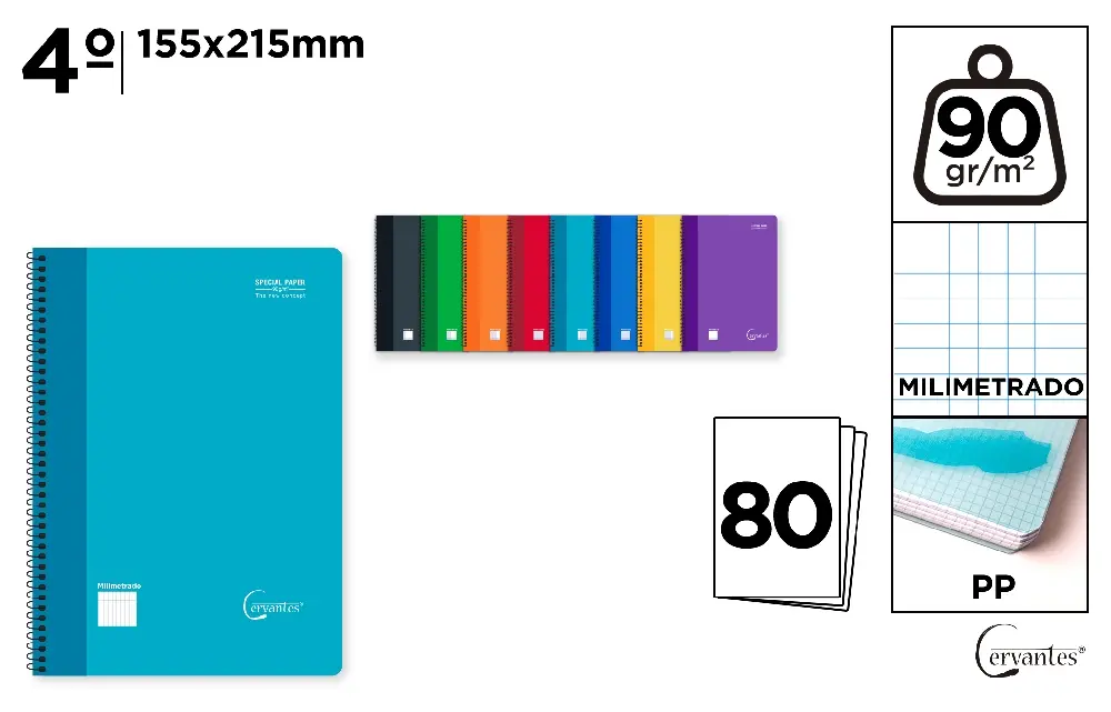 CAHIER À SPIRALE 4º MILLIMÉTRÉ 80 FEUILL