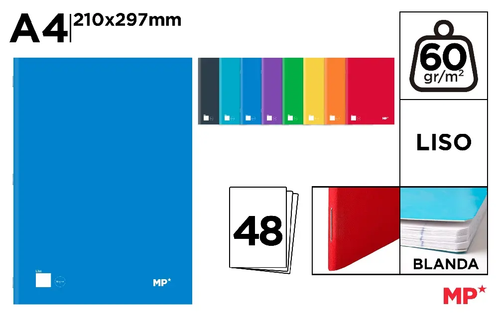 CAHIER BROCHÉ FORMAT 4º 48 FEUILLES 60 g